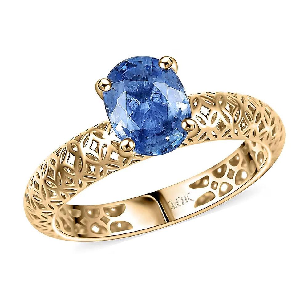 Mirage Collection Madagascar Blue Sapphire Ring in 10K Yellow Gold 1.50 ctw