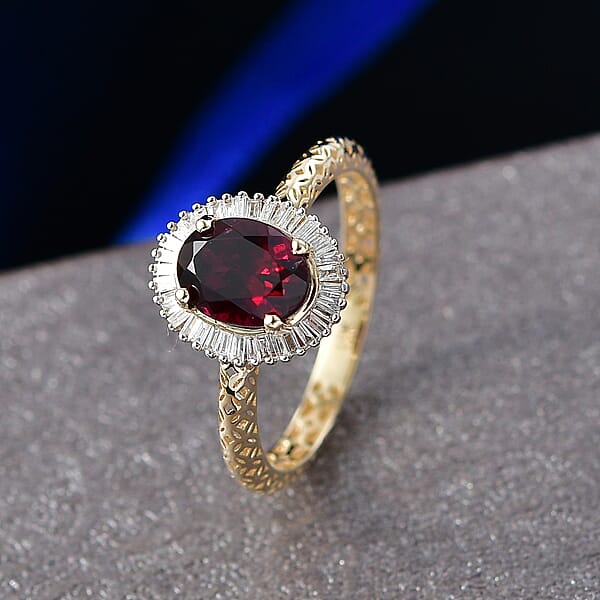 Mirage Collection Premium Anthill Garnet And Diamond I2 2.00 Ctw Ring In 10K Yellow Gold (Del. In 5-7 Days)
