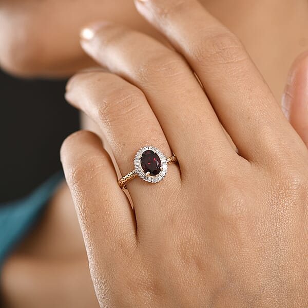 Mirage Collection Premium Anthill Garnet And Diamond I2 2.00 Ctw Ring In 10K Yellow Gold (Del. In 5-7 Days)
