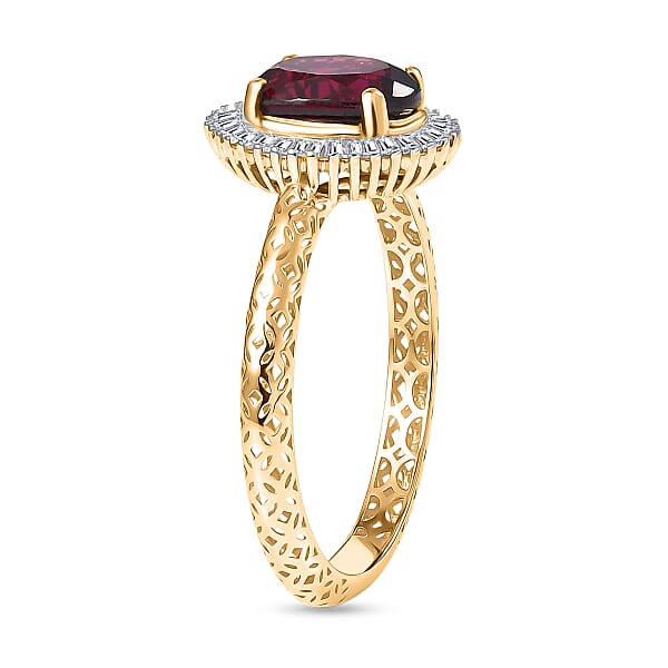 Mirage Collection Premium Anthill Garnet And Diamond I2 2.00 Ctw Ring In 10K Yellow Gold (Del. In 5-7 Days)