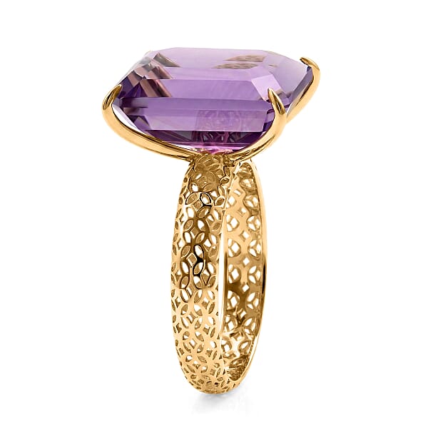 Mirage Collection Premium Lusaka Amethyst 7.25 Ctw Solitaire Ring In 10K Yellow Gold