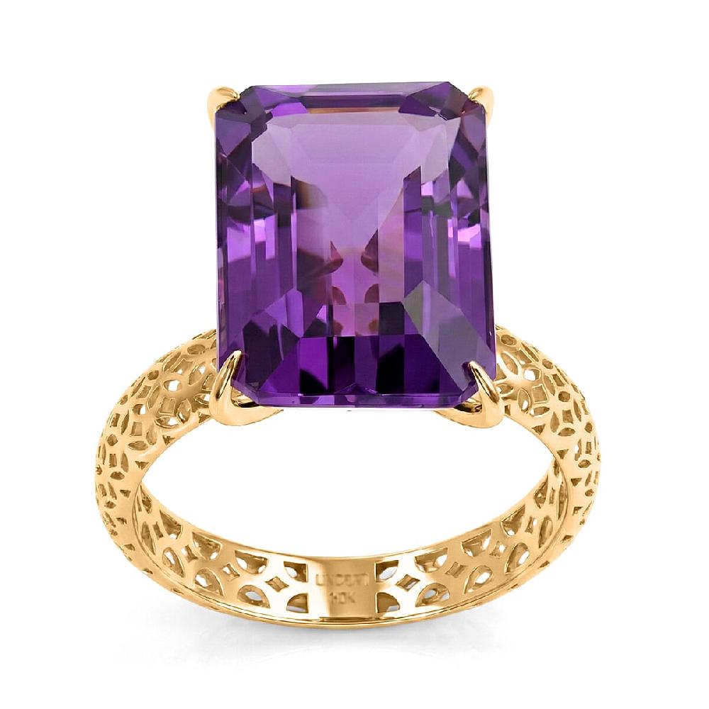 Mirage Collection Premium Lusaka Amethyst 7.25 ctw Solitaire Ring in 10K Yellow Gold