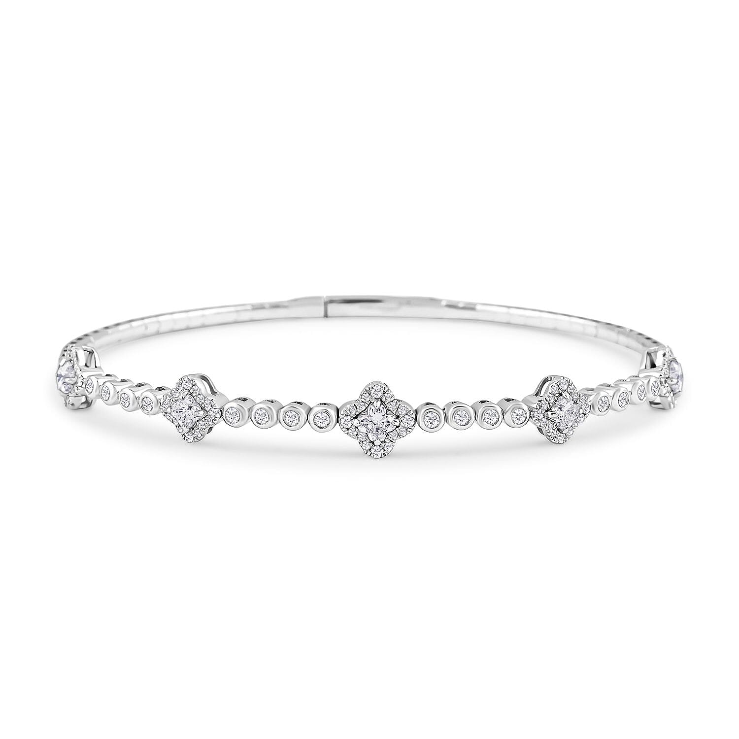 Modani 950 Platinum White Diamond Bangle Bracelet (9.0 In) Metal weight 14.13 Grams Including Spring Weight (0.5g) 1.44 ctw