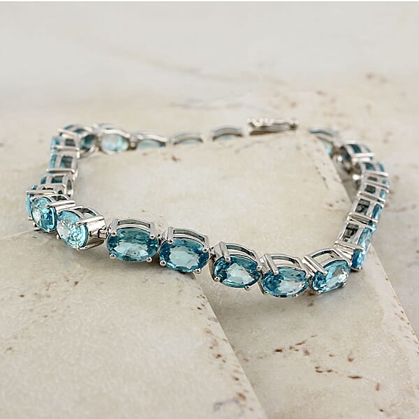 Modani AAA Cambodian Blue Zircon Bracelet In Sterling Silver (7.00 In) 24.05 Ctw