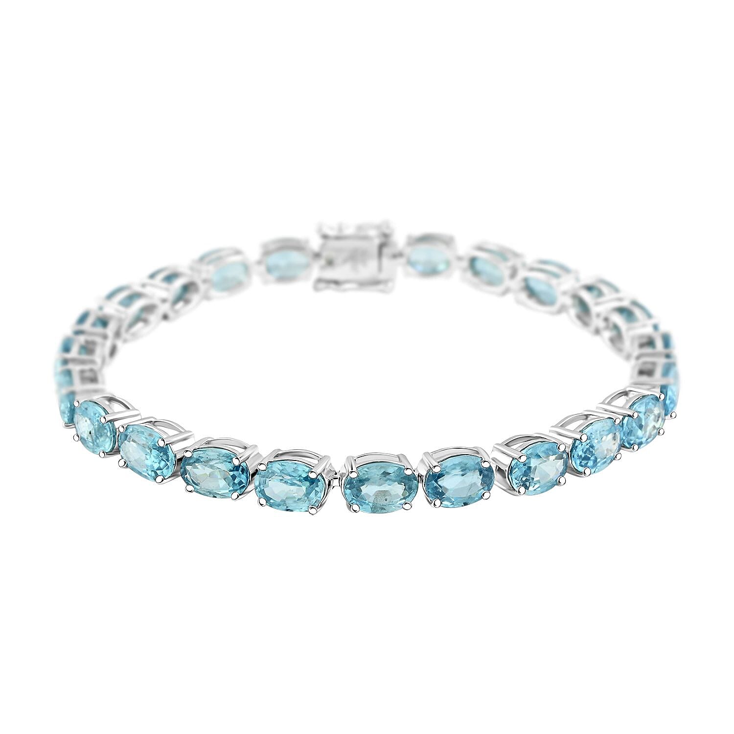 Modani AAA Cambodian Blue Zircon Bracelet in Sterling Silver (7.00 In) 24.05 ctw