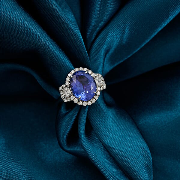 Modani AAA Tanzanite And VS2 Diamond 4.40 Ctw Ring In 14K White Gold