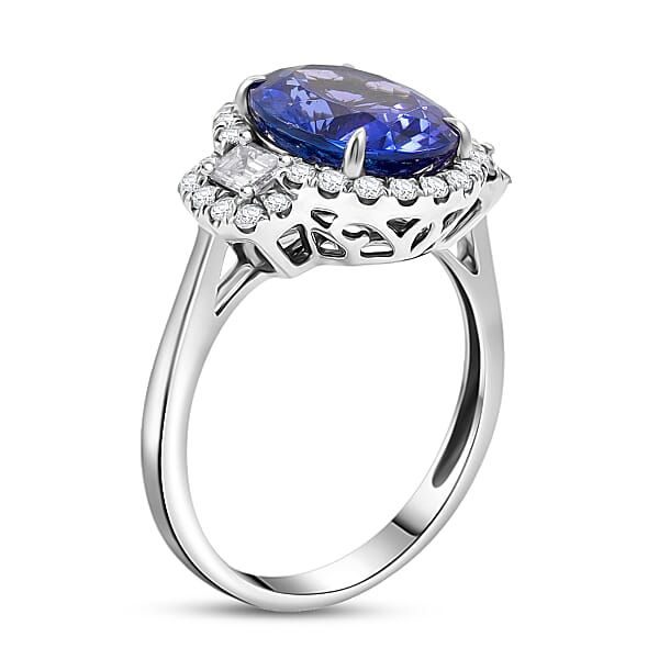 Modani AAA Tanzanite And VS2 Diamond 4.40 Ctw Ring In 14K White Gold