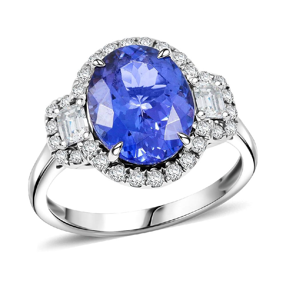 Modani AAA Tanzanite and VS2 Diamond 4.40 ctw Ring in 14K White Gold