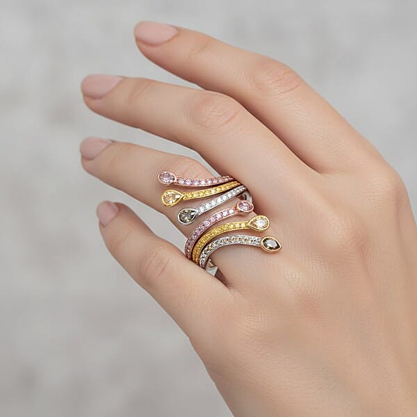 Modani Closeout 14K Tri-Color Gold Multi Color Diamond (SI) Ring (4.65 G) 1.23 Ctw