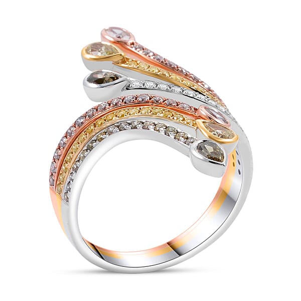 Modani Closeout 14K Tri-Color Gold Multi Color Diamond (SI) Ring (4.65 G) 1.23 Ctw