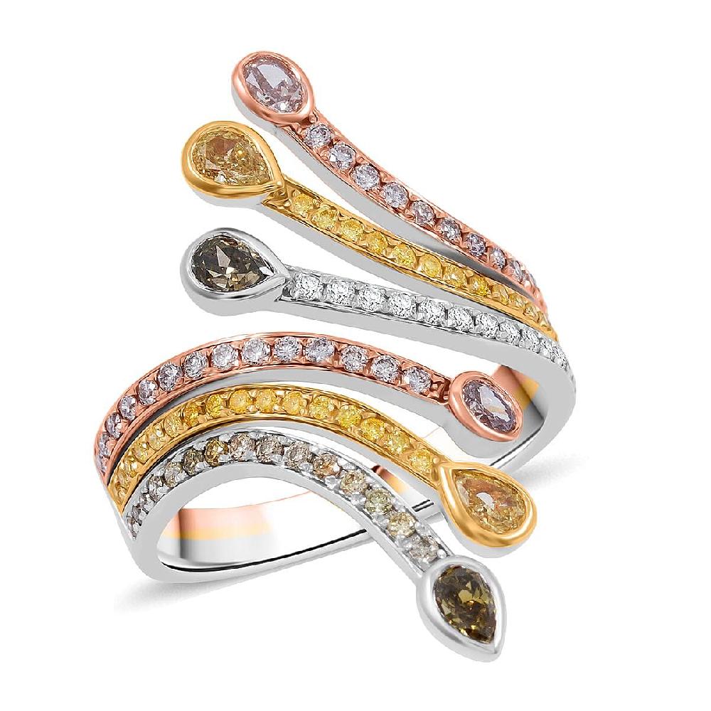Modani Closeout 14K Tri-Color Gold Multi Color Diamond (SI) Ring (4.65 g) 1.23 ctw