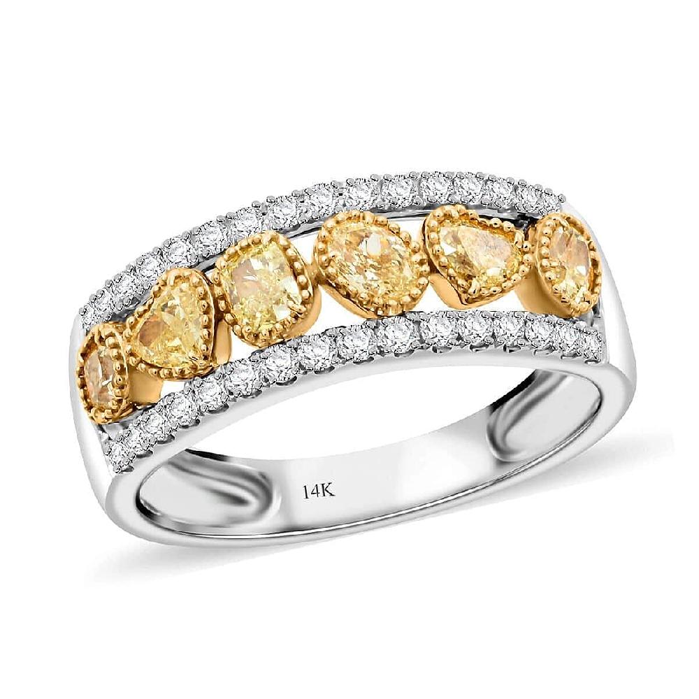 Modani Closeout Natural Yellow and White Diamond 1.00 ctw Ring in 14K White & Yellow Gold