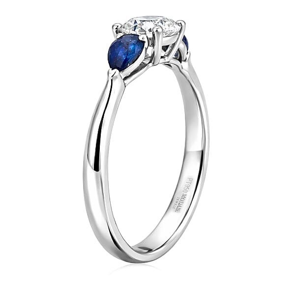 Modani Diamond And Blue Sapphire 1.03 Ctw Ring In 950 Platinum
