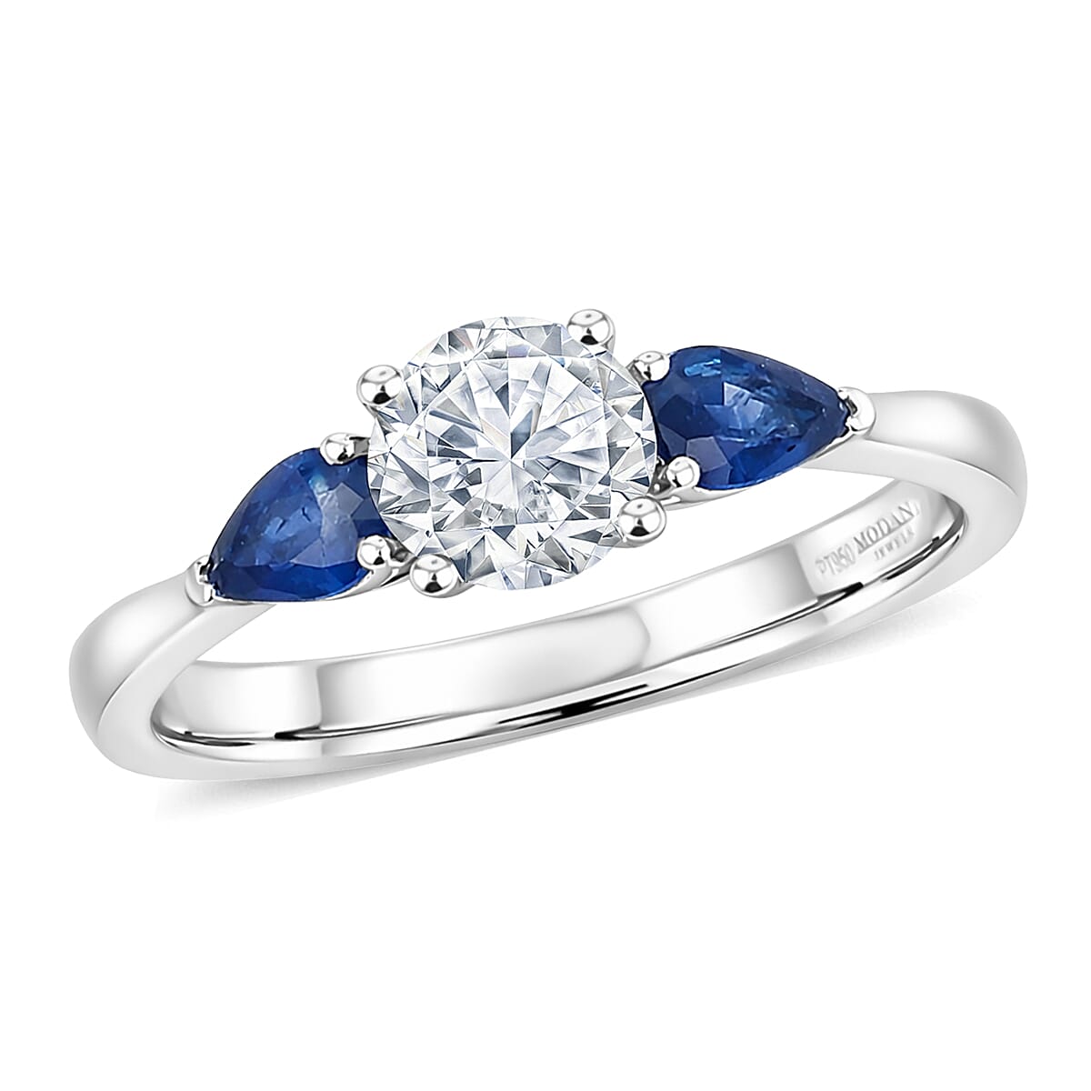 Modani Diamond and Blue Sapphire 1.03 ctw Ring in 950 Platinum