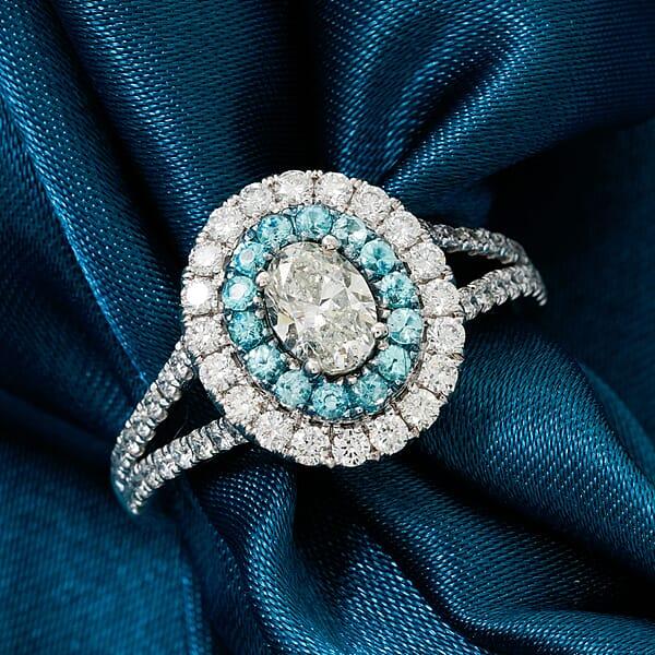 Modani Diamond Brazilian Paraiba Tourmaline Ring In 950 Platinum 1.37 Ctw