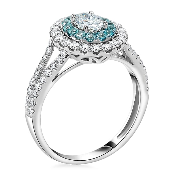 Modani Diamond Brazilian Paraiba Tourmaline Ring In 950 Platinum 1.37 Ctw