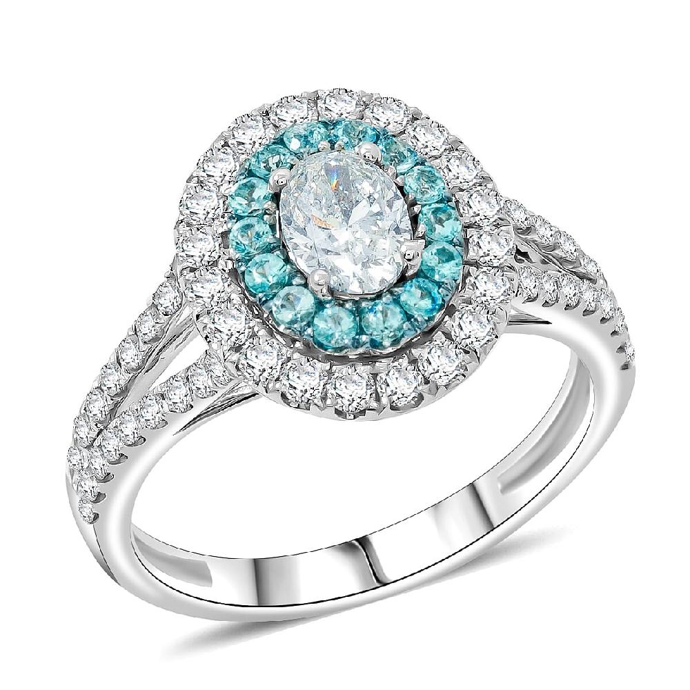 Modani Diamond Brazilian Paraiba Tourmaline Ring in 950 Platinum 1.37 ctw