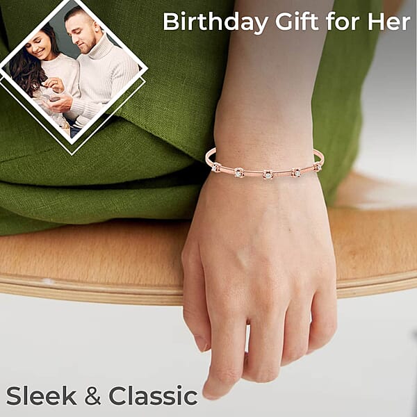 Modani Diamond Wristlet 14K Rose Gold Wristlet G VVS Diamonds 0.40 Ctw Wristlet Diamond Bangle Bracelet Gold Bangle Bracelet Diamond Gifts For Her (7.15 G) (6.25 In)