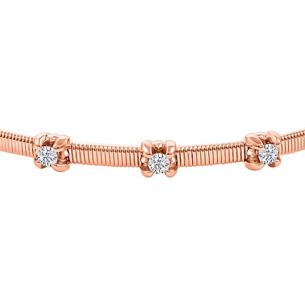 Modani Diamond Wristlet 14K Rose Gold Wristlet G VVS Diamonds 0.40 Ctw Wristlet Diamond Bangle Bracelet Gold Bangle Bracelet Diamond Gifts For Her (7.15 G) (6.25 In)
