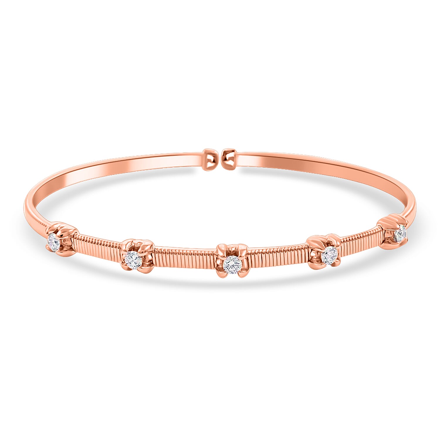 Modani Diamond Wristlet 14K Rose Gold Wristlet G VVS Diamonds 0.40 ctw Wristlet Diamond Bangle Bracelet Gold Bangle Bracelet Diamond Gifts For Her (7.15 g) (6.25 in)