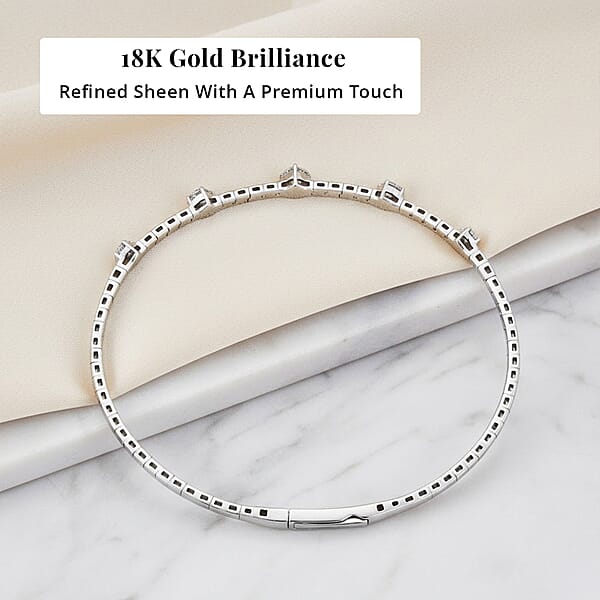 Modani E-F VS Diamond 1.00 Ctw 7 Inch Bangle Bracelet In 18K White Gold With Total Metal Weight (8.20 G) Including Titanium Spring Weight 0.60 G Diamond Jewelry Anniversary Gift For Her
