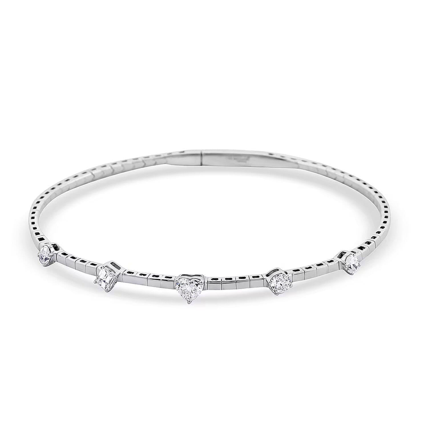 Modani E-F VS Diamond 1.00 ctw 7 Inch Bangle Bracelet in 18K White Gold With Total Metal Weight (8.20 g) Including Titanium Spring weight 0.60 g Diamond Jewelry Anniversary Gift For Her