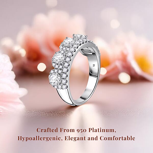 Modani F VS1 Diamond 1.65 Ctw Ring In 950 Platinum