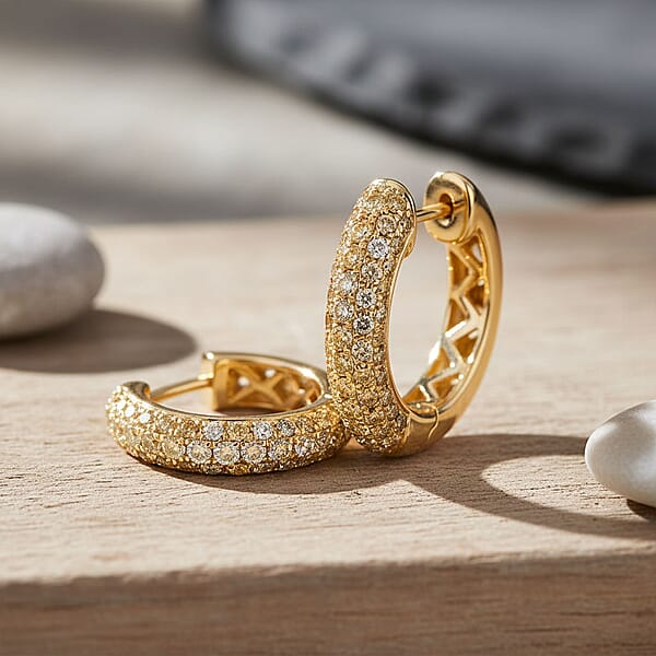 Modani Fire Orange Diamond 0.91 Ctw Earrings In 10K Yellow Gold