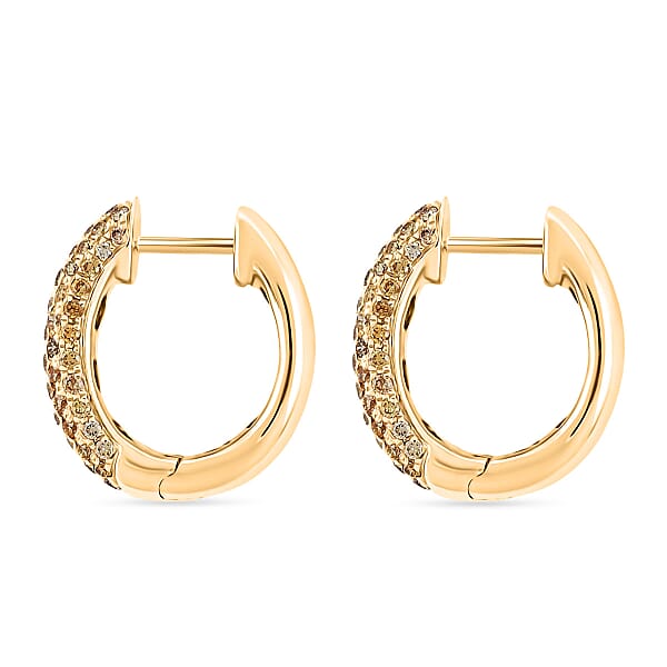Modani Fire Orange Diamond 0.91 Ctw Earrings In 10K Yellow Gold