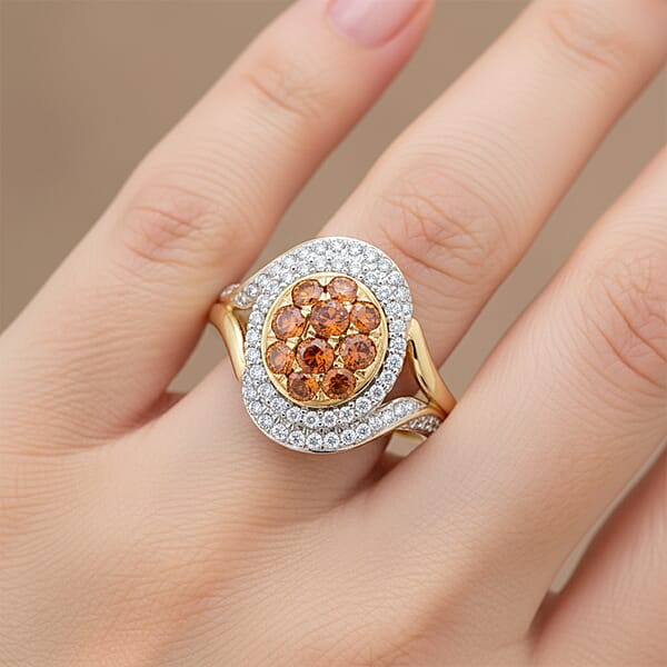 Modani Fire Orange Diamond Ring In 10K Yellow Gold 1.00 Ctw