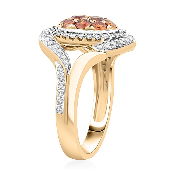 Modani Fire Orange Diamond Ring In 10K Yellow Gold 1.00 Ctw
