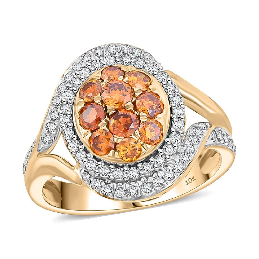 Modani Fire Orange Diamond Ring in 10K Yellow Gold 1.00 ctw