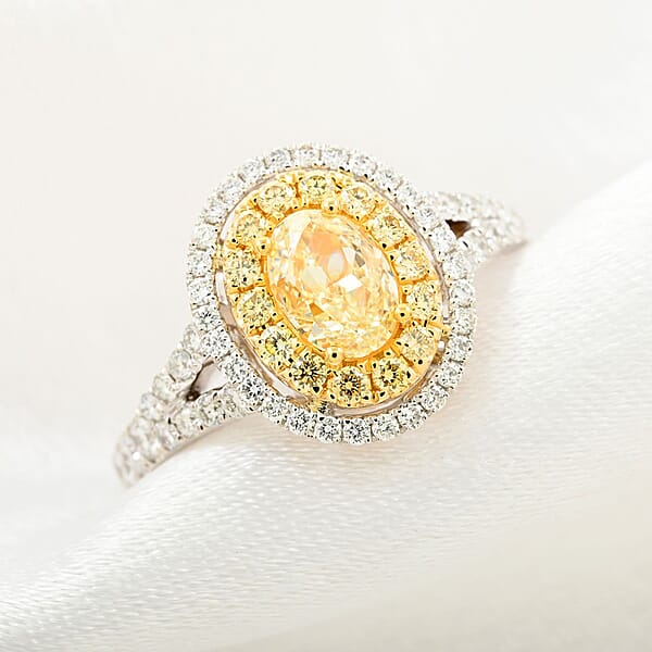 Modani I2-I3 Natural Yellow And White Diamond 1.15 Ctw Ring In 18K Yellow And White Gold