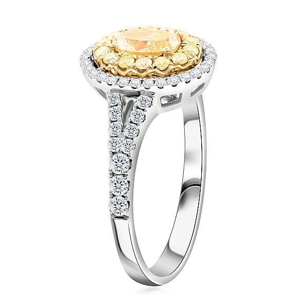 Modani I2-I3 Natural Yellow And White Diamond 1.15 Ctw Ring In 18K Yellow And White Gold
