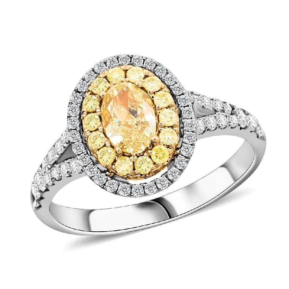 Modani I2-I3 Natural Yellow and White Diamond 1.15 ctw Ring in 18K Yellow and White Gold