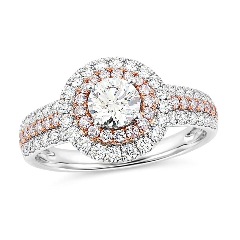 Modani Natural Pink and White Diamond 1.49 ctw Ring in 950 Platinum and 14K Rose Gold 5.10 Grams