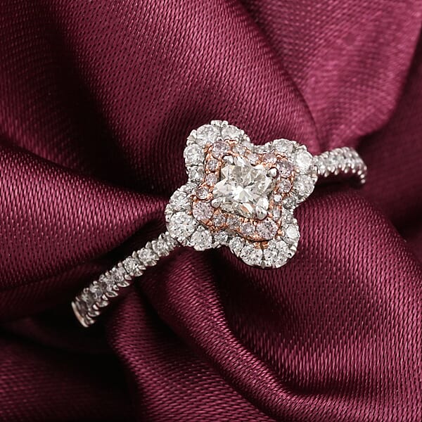 Modani Natural White And Pink Diamond G VVS 0.56 Ctw Ring In 950 Platinum 4.74 Grams