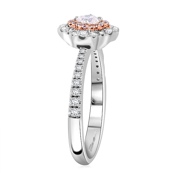 Modani Natural White And Pink Diamond G VVS 0.56 Ctw Ring In 950 Platinum 4.74 Grams