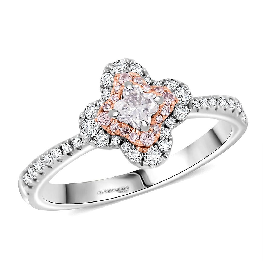 Modani Natural White and Pink Diamond G VVS 0.56 ctw Ring in 950 Platinum 4.74 Grams