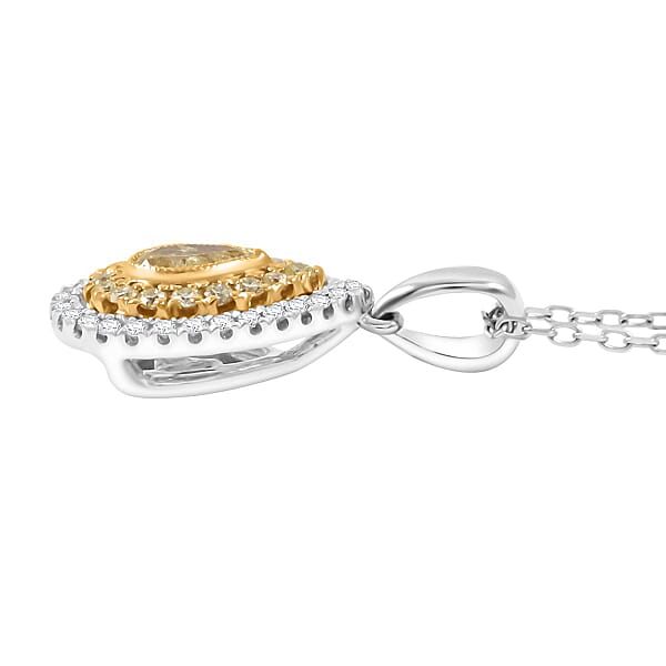 Modani Natural Yellow And White Diamond 0.41 Ctw Pendant Necklace In 950 Platinum And 18K Yellow Gold 18 Inches