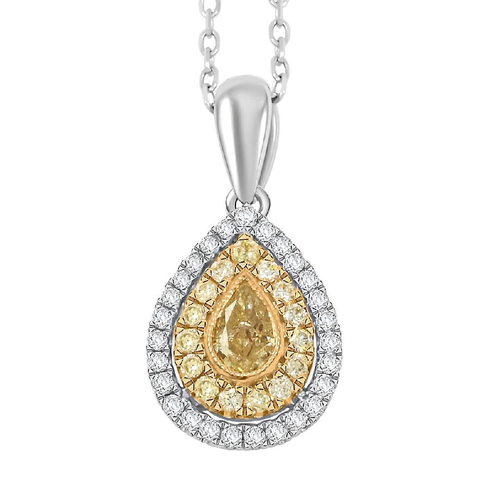 Modani Natural Yellow and White Diamond 0.41 ctw Pendant Necklace in 950 Platinum and 18K Yellow Gold 18 Inches