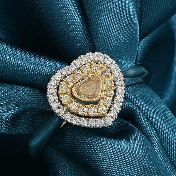 Modani Natural Yellow And White Diamond 0.47 Ctw Ring In 950 Platinum And 18K Yellow Gold 4.96 Grams