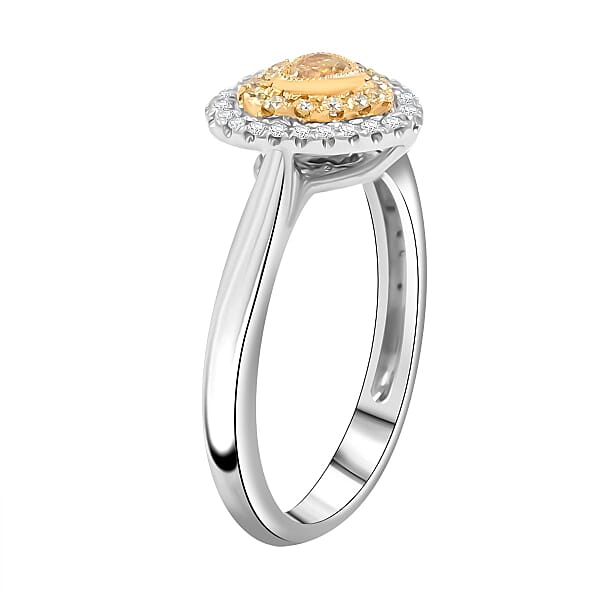 Modani Natural Yellow And White Diamond 0.47 Ctw Ring In 950 Platinum And 18K Yellow Gold 4.96 Grams