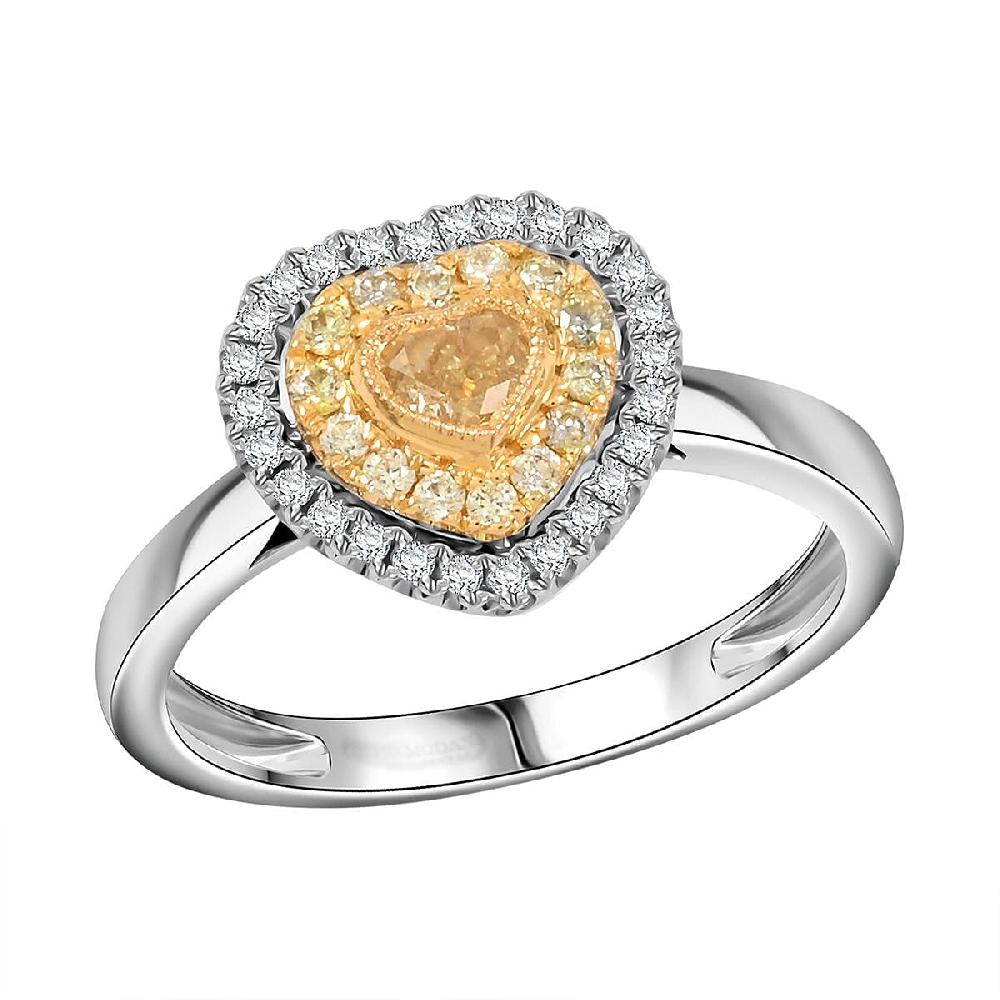 Modani Natural Yellow and White Diamond 0.47 ctw Ring in 950 Platinum and 18K Yellow Gold 4.96 Grams