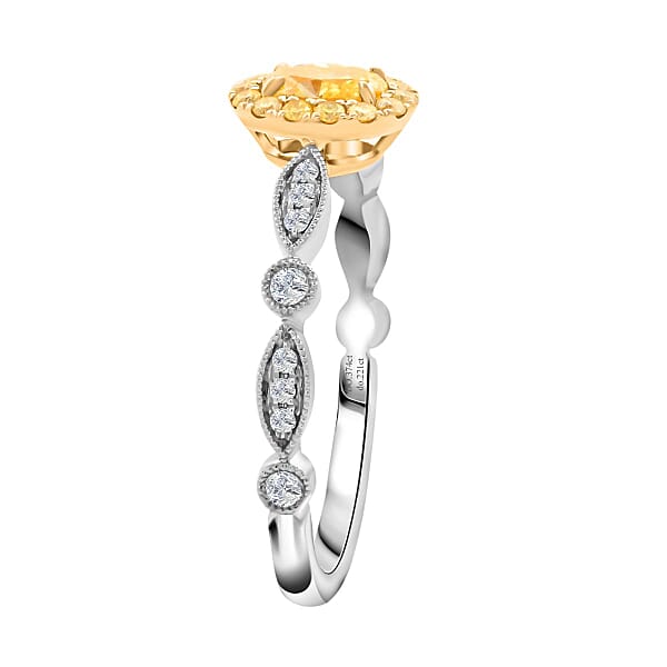 Modani Natural Yellow And White Diamond 0.50 Ctw Ring In 18K White And Yellow Gold