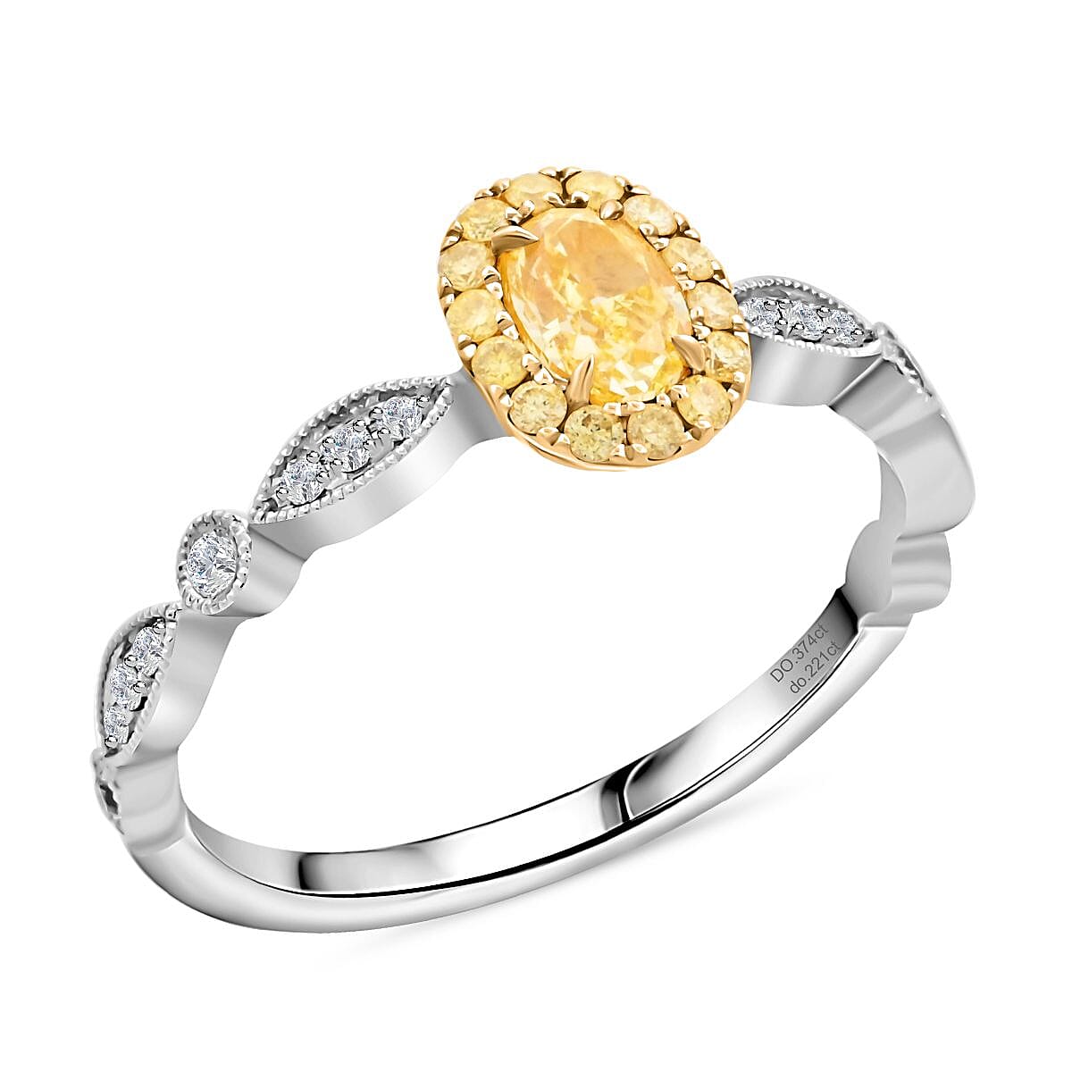 Modani Natural Yellow and White Diamond 0.50 ctw Ring in 18K White and Yellow Gold