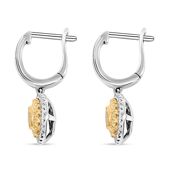 Modani Natural Yellow And White Diamond 0.67 Ctw Earrings In 950 Platinum And 18K Yellow Gold 4.85 Grams