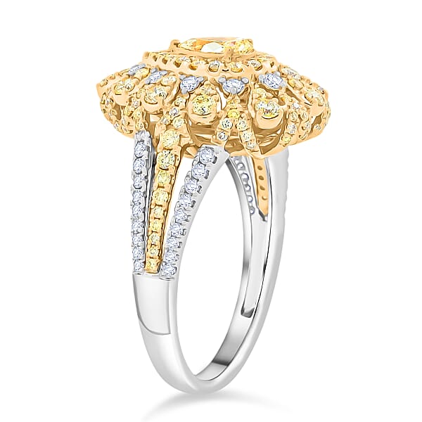 Modani Natural Yellow And White Diamond 1.27 Ctw Ring In 18K White And Yellow Gold 5.85 Grams