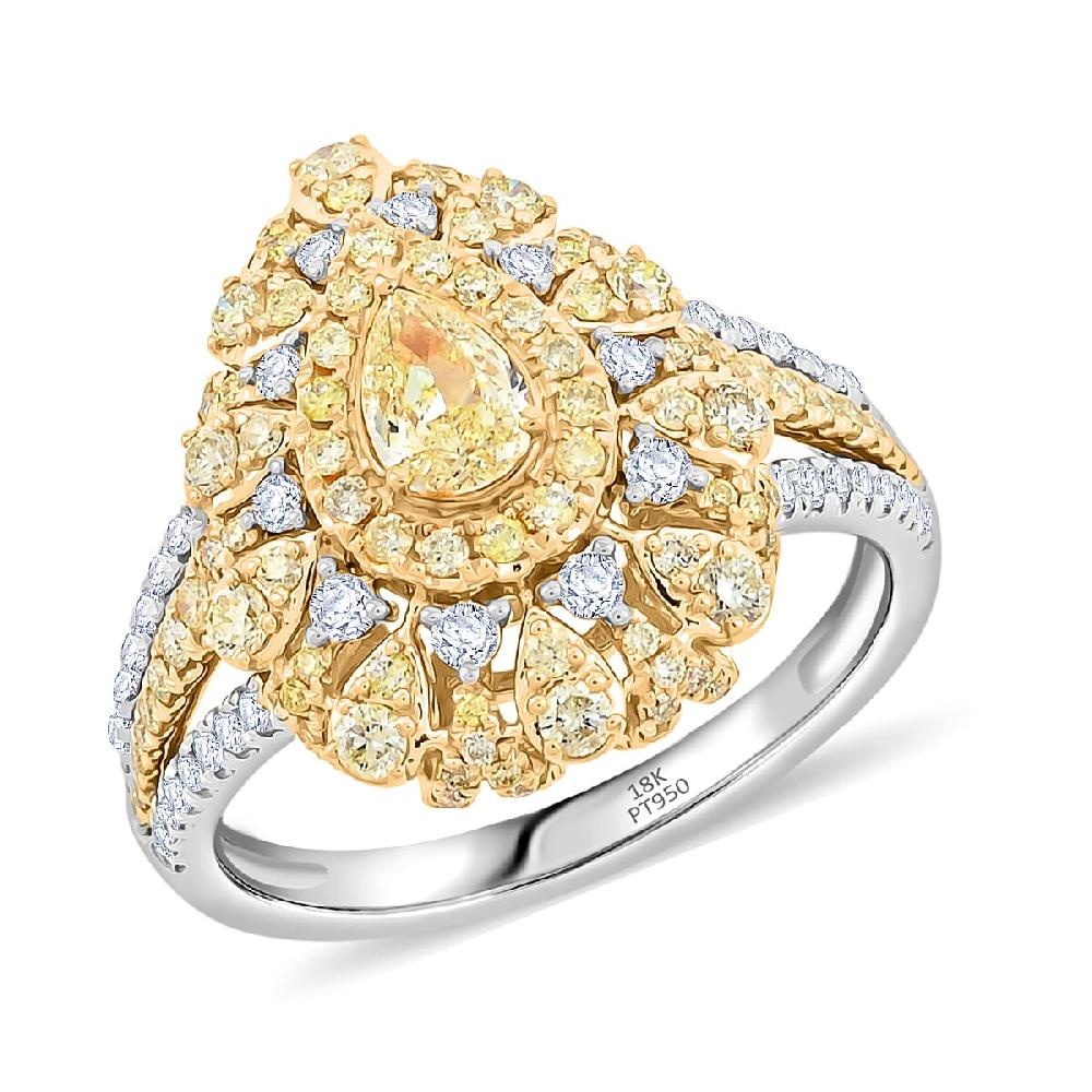 Modani Natural Yellow and White Diamond 1.27 ctw Ring in 18K White and Yellow Gold 5.85 Grams