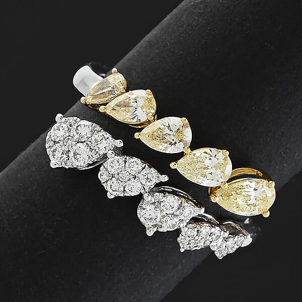 Modani Natural Yellow And White Diamond Ring In 950 Platinum And 14K Yellow Gold 1.08 Ctw